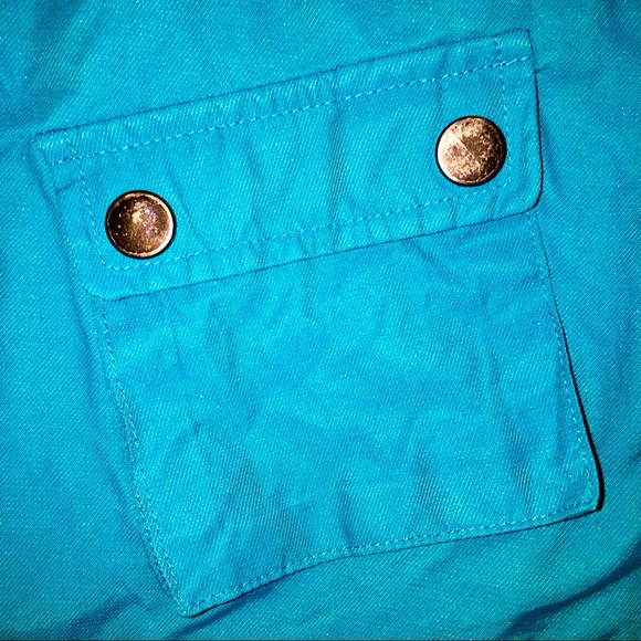 Turquoise Lightweight Jacket, Teal Raincoat, Spring Blue, Kenneth Cole, Medium - Picture 7 of 16